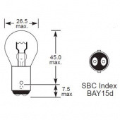 OSP BAY15D SF: BAY15D 15mm diameter double contact bulb base with offset pins and single filament from £0.01 each